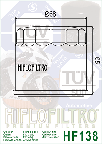 HIFLOFILTRO Olejový filter HF138C chróm