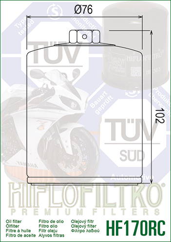 HIFLOFILTRO Olejový filter HF170CRC Racing chróm