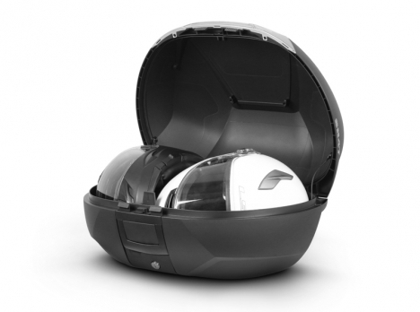 SHAD Vrchný kufor na motorku SH47 D0B47106 čierny Carbon biela odrazka